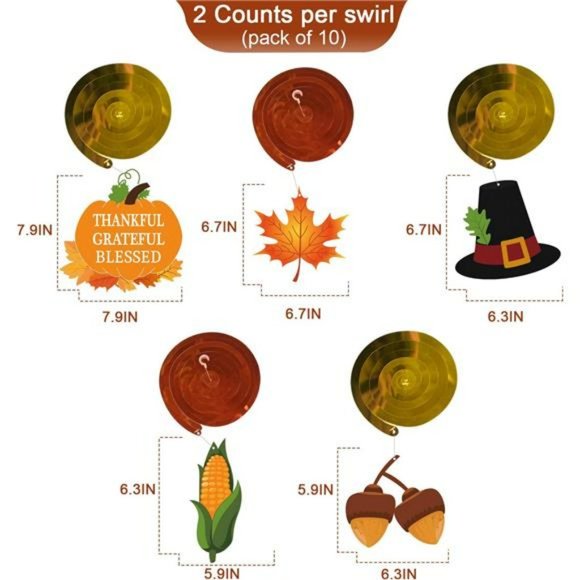 34 Pcs Fall Thanksgiving Hanging Swirls Ceiling Decor - Fall Maple Acorn Pumpkin - Picture 4 of 7